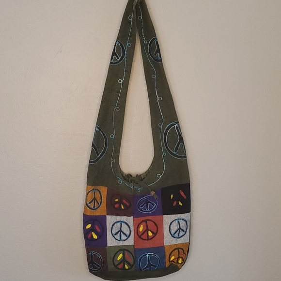 Rising International Peace Sign Boho Crossbody Bag